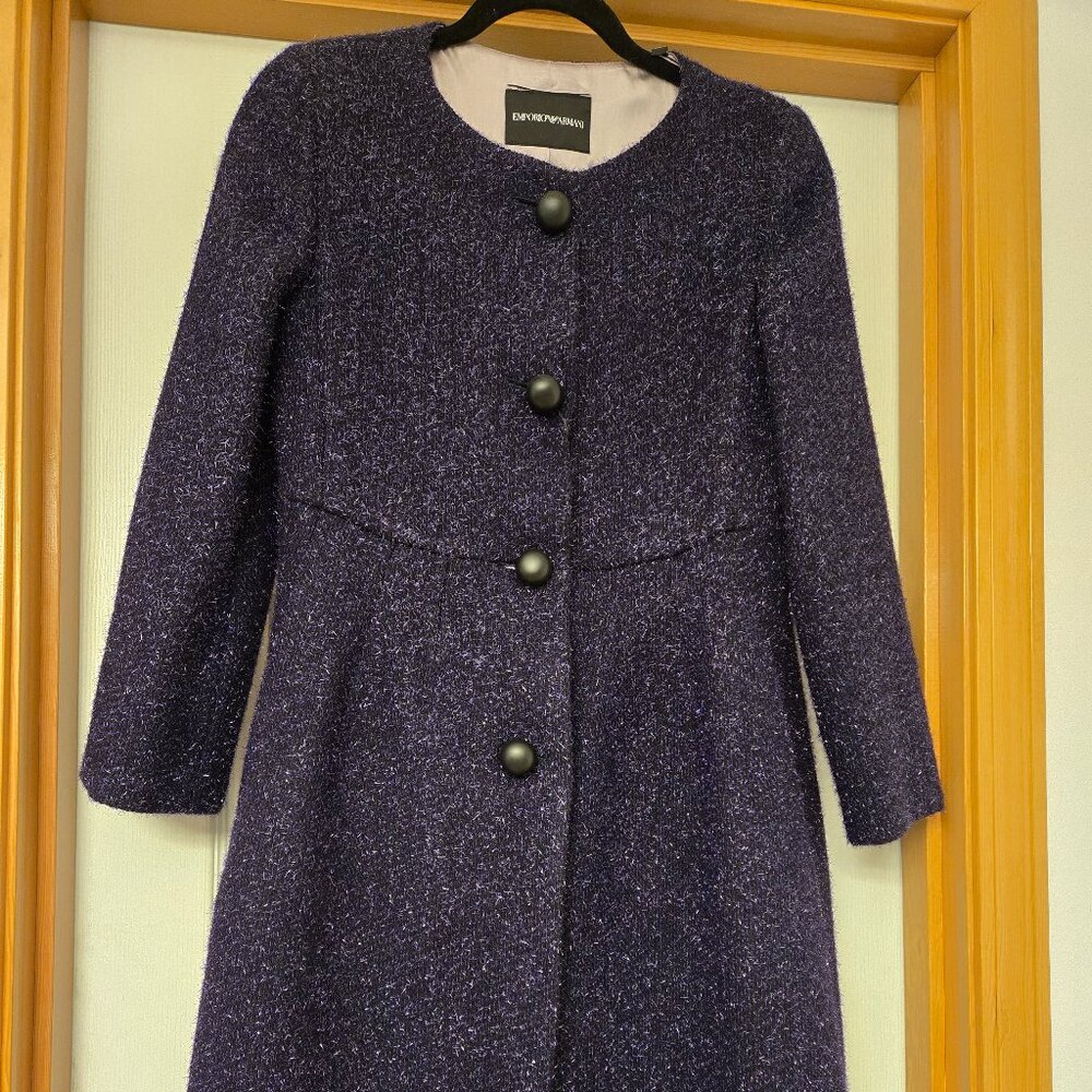 EMPORIO ARMANI WOMEN COAT SIZE 38 DARK PURPLE BRAND NEW